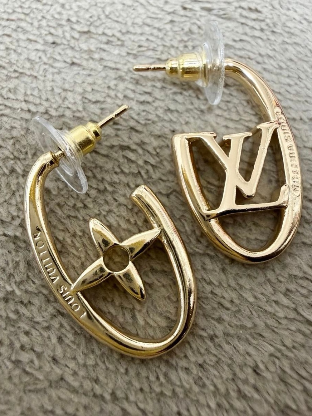 Louis Vuitton 14K Gold Plated Monogram Earrings